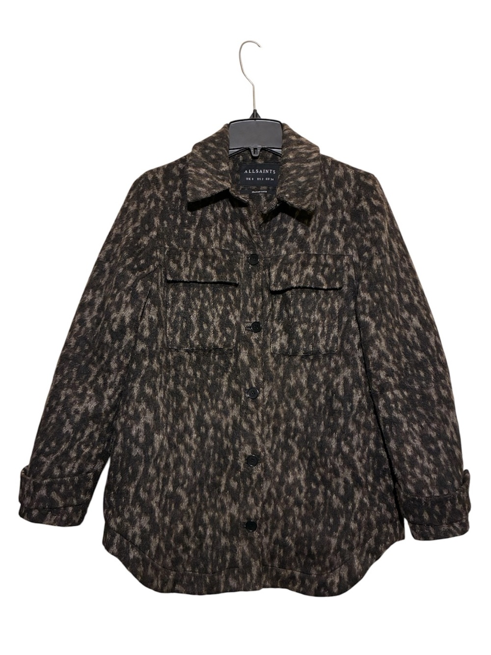 All Saints Jessa Leppo Jacket in Black and White Sz US 2